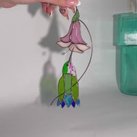 Hummingbird stained glass flower