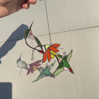Custom stained glass hummingbird suncatcher