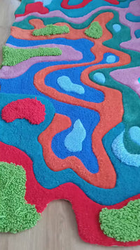 Irregular Multicolor Abstract 100% Hand Tufted Rug