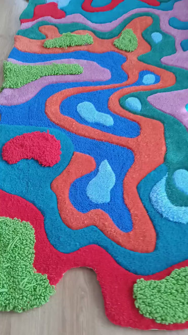 Irregular Multicolor Abstract 100% Hand Tufted Rug
