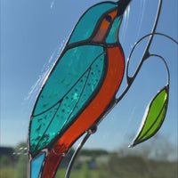 Custom stained glass window bird suncatcher