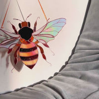 Honey bee stained resin window hangings