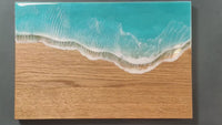 Personalized Wedding Family gift box Large Oak Wooden Ocean Resin Cheese Board Set