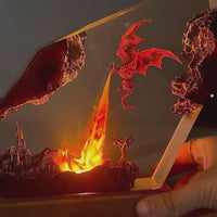 Fire breath dragon resin lamp